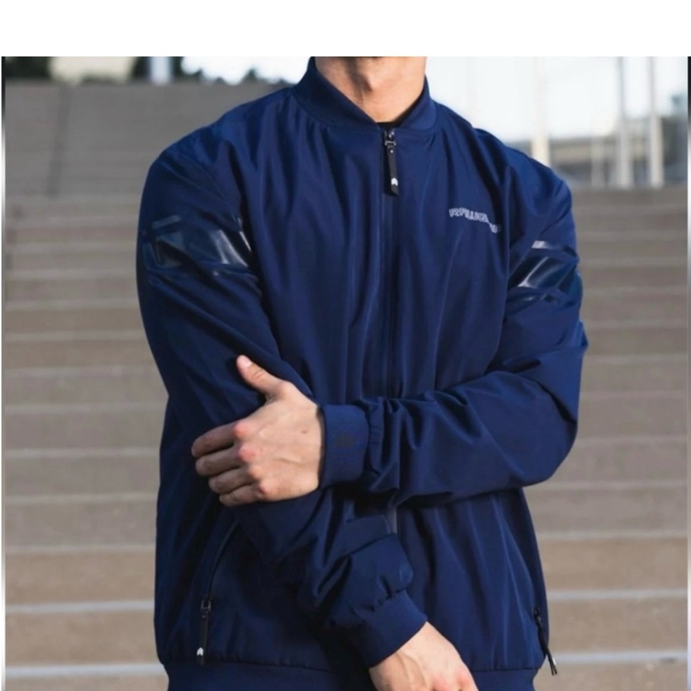 NWT Rawgear Jacket Mens Small Navy Blue Full Zip Reflective Line Bomber Jacket